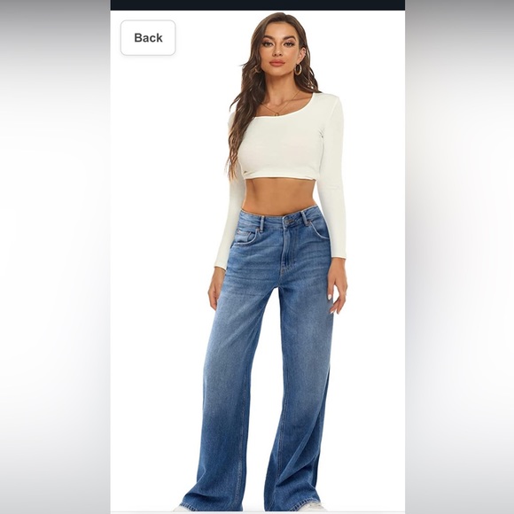 HDLTE Y2K vintage Jean 
Baggy Wide Leg Non-Stretch Fabric High Waist Loose Jean - Picture 4 of 8